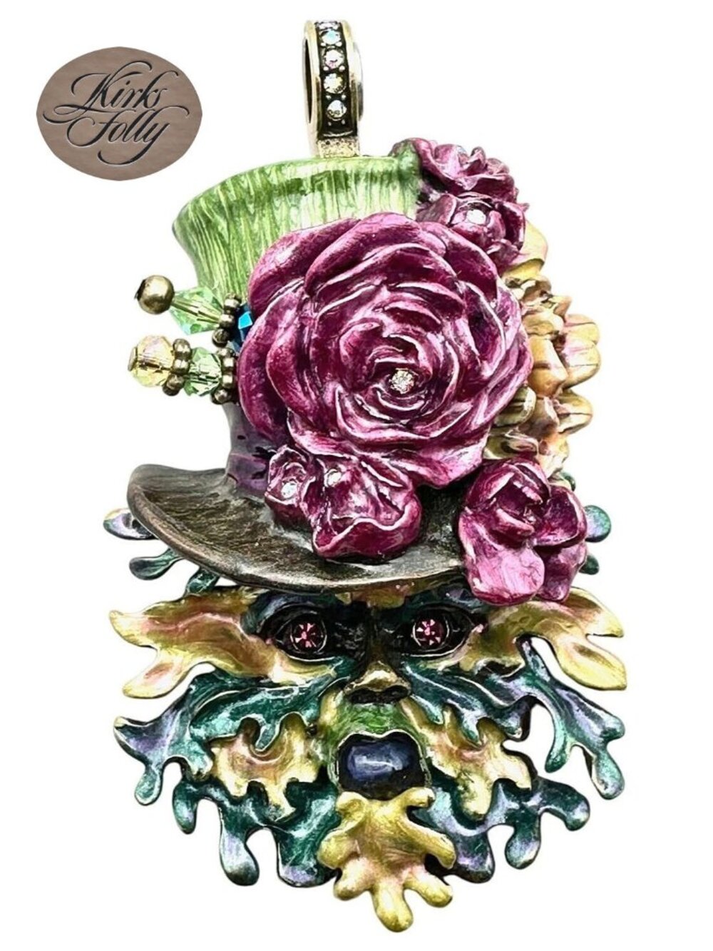 𝑲𝒊𝒓𝒌𝒔 𝑭𝒐𝒍𝒍𝒚 𝑮𝑹𝑬𝑬𝑵 𝑴𝑨𝑵 Crystal Magnetic Enhancer Pendant Brass